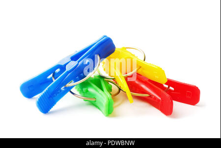 Multicolor clothespin isolated on white background Stock Photo