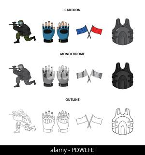 Sport, game, paintball, competition .Paintball set collection icons in cartoon,outline,monochrome style vector symbol stock illustration . Stock Vector