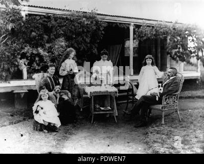 221 StateLibQld 1 137422 Tea party in the garden, possibly at Nanango, 1900-1910 Stock Photo