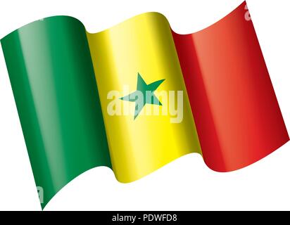 Senegal flag, vector illustration on a white background Stock Vector