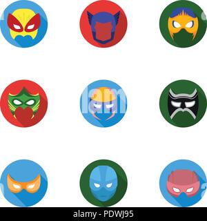 Superhero mask set icons in flat style. Big collection of superhero mask vector symbol stock Stock Vector