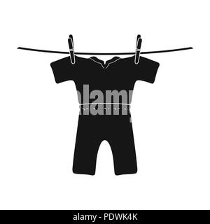 Drying of clean things. Dry cleaning single icon in black style vector symbol stock illustration . Stock Vector
