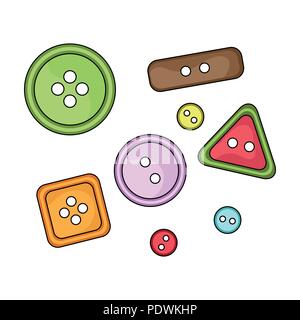 Buttons for clothes.Sewing or tailoring tools kit single icon in cartoon style vector symbol stock web illustration. Stock Vector