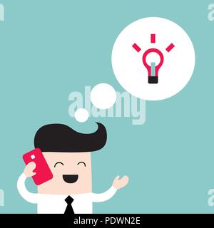 Happy businessman talking by the phone and having an idea Stock Vector