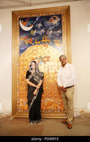 New Delhi, India. 10th Aug, 2018. Ina Puri, Art Curator & Vivek Menon, Executive Director & CEO, Wildlife Trust of India along with eminent artists and their installations ahead of the Gaj Mahotsav being held in New Delhi from August 12th - 15th, Credit: Jyoti Kapoor/Pacific Press/Alamy Live News Stock Photo