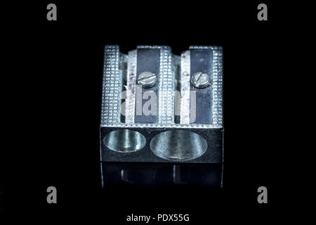 Steel sharpener on black background Stock Photo