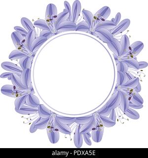 Blue Purple Agapanthus Banner Wreath. Vector Illustration. Stock Vector