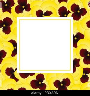 Yellow Viola Garden Pansy Flower Banner Card. Vector Illustration. Stock Vector
