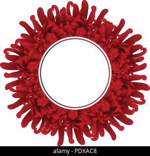 Red Chrysanthemum, Kiku Japanese Flower Banner Wreath. Vector Illustration. Stock Vector