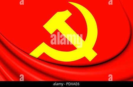 3D Communist Party of Vietnam Flag. 3D Illustration. Stock Photo