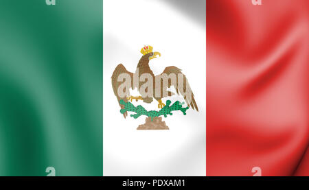 3D Flag of Mexico (1821-1823). 3D Illustration. Stock Photo