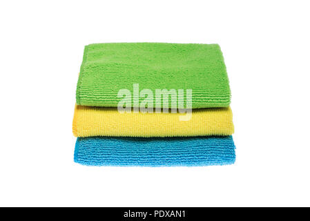 Terry towels for cleaning. You can see the texture of the fabric. Stock Photo