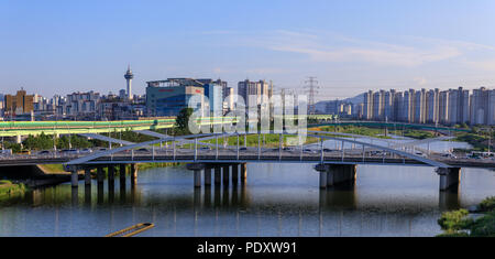 Yangsan, South Korea - Aug 2, 2018 : Yeongdaegyo bridge in Yangsan city Stock Photo