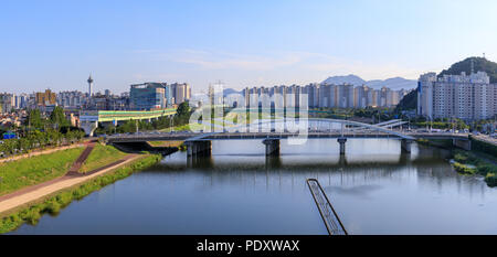 Yangsan, South Korea - Aug 2, 2018 : Yeongdaegyo bridge in Yangsan city Stock Photo