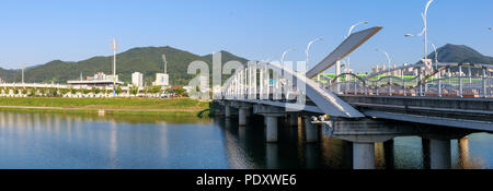 Yangsan, South Korea - Aug 2, 2018 : Yeongdaegyo bridge in Yangsan city Stock Photo