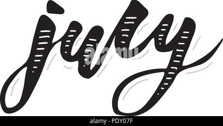 July Calligraphy Lettering Day Month Vector Brush illustration Stock Vector