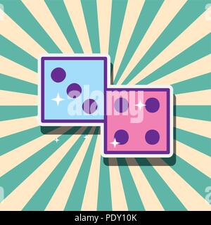 casino dices gambling game cartoon retro style Stock Vector