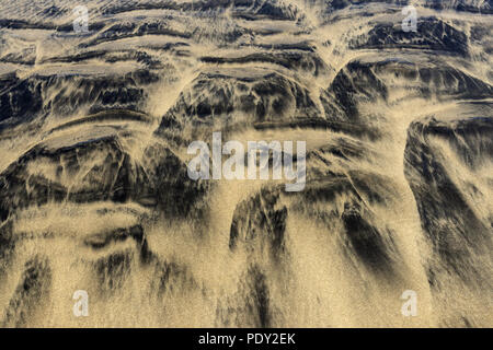 Patterns, structures in the sand on the sandy beach, white and black sand, Playa del Ingles, Gran Canaria, Canary Islands, Spain Stock Photo