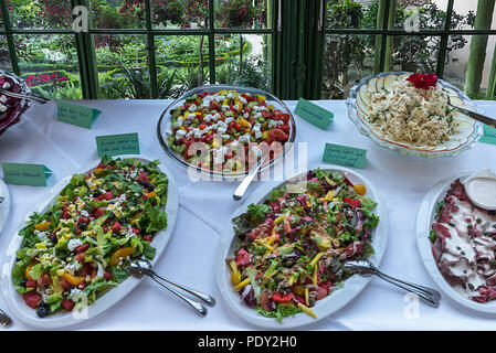 Cold buffet, various prepared salads, Germany Stock Photo