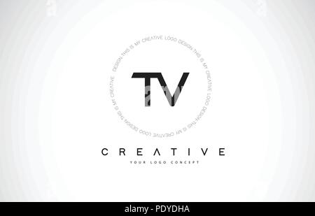 TV T V Logo Design with Black and White Creative Icon Text Letter ...