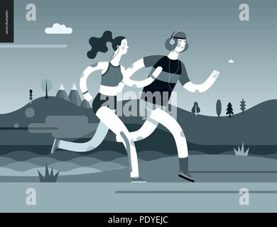 Cartoon of Man Running Down to Hill From Car Moving Uncontrolled Without  Driver Stock Vector Image & Art - Alamy