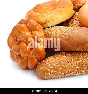 bread and bakery products isolated on white background Stock Photo