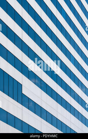 Striped blue and white wall of contemporary Macy's headquarters in Cincinnati, Ohio Stock Photo