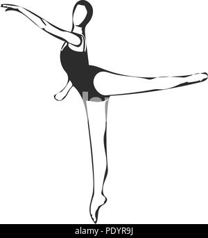 Arabesque pose, vector ballerina in flat style. Ballet dancer clipart ...