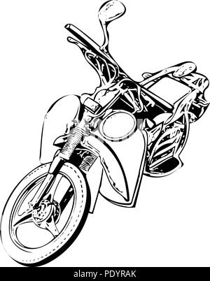 Monochrome vector graphic of resting old scooter with no rider. Stock Vector