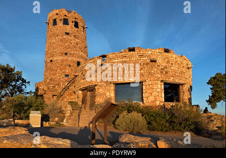 AZ00256-00...ARIZONA - Early morning light on the  Watchtower at Desert View Point in Grand Canyon National Park. Stock Photo
