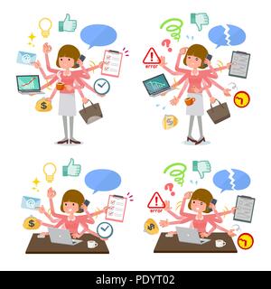 A set of women who perform multitasking in the office.There are things to do smoothly and a pattern that is in a panic.It's vector art so it's easy to Stock Vector