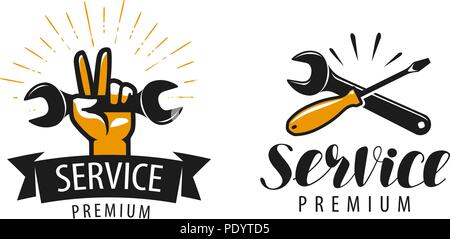 service logo or label. repair icon. vector illustration isolated on white background Stock Vector