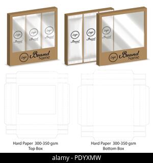 box with plastic window die cut mock up template vector Stock Vector