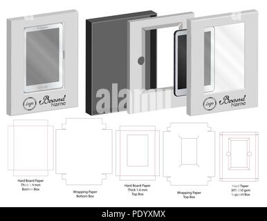 box with plastic window die cut mock up template vector Stock Vector