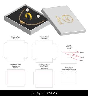 rigid box for necklace ring earring product mockup Stock Vector