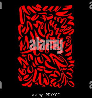Slavonic Calligraphy style Vertical Poster. Brushpen slav art, paint brush or tassel ornate for invitation card template. Scribble and ink scratch theme Stock Vector