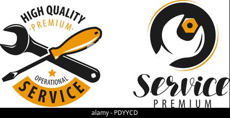 service logo. repair, maintenance work label or symbol. vector illustration isolated on white background Stock Vector