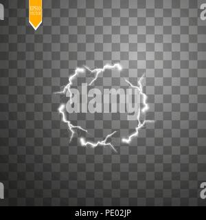 Transparent light effect of electric ball lightning. Magic plasma ball Stock Vector