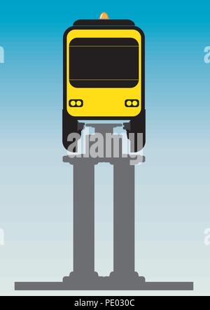 Flat Design Front View of Mono rail Vector and Illustrator Stock Vector