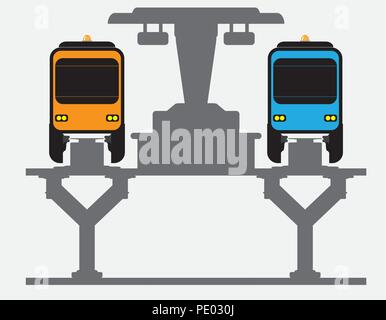Flat Design Front View of Mono rail Vector and Illustrator Stock Vector
