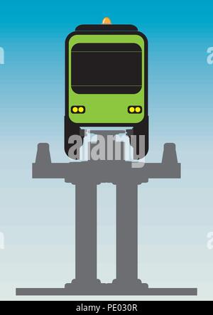 Flat Design Front View of Mono rail Vector and Illustrator Stock Vector