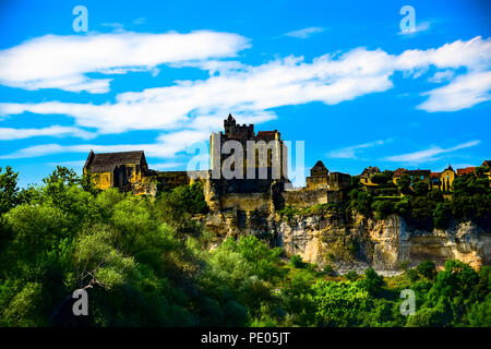 Views of the village and castle of Beynac on the Dordogne River in southwest France Stock Photo