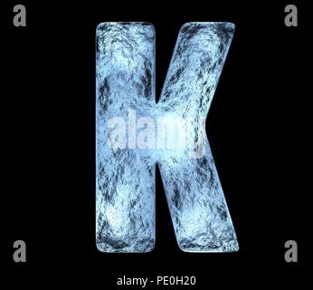 Ice letter K with cracks and bumps Stock Photo