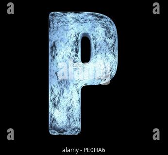 Ice letter P with cracks and bumps Stock Photo