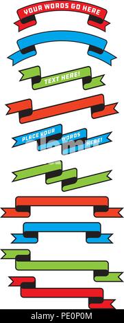 Set of 10 different banners, labels, stickers or tags to add to your designs. Variety of banner graphics to add a finishing touch to logos and posters Stock Vector