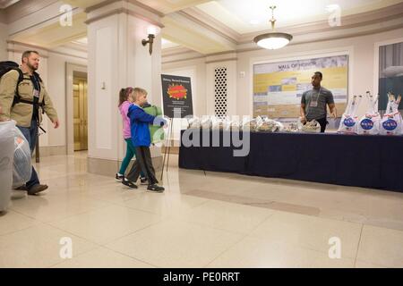 During a space-themed sleepover at the National Archives in Washington, DC, on February 24-25, 2018, intrepid explorers learn about the mysteries of space travel with former space shuttle astronaut Charles Bolden; dive into our nation’s treasured records, including historic NASA files; explore the National Archives Museum with a scavenger hunt; sleep in the Rotunda next to the Charters of Freedom; and wake to a pancake breakfast served by the Archivist of the United States. Stock Photo