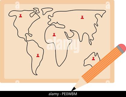 Map with a pencil icon Stock Vector