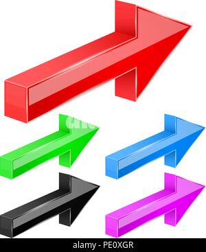 Colored arrows. 3d next signs Stock Vector
