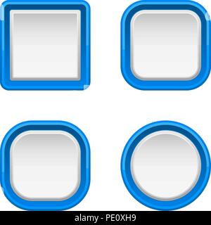White interface buttons with blue frame Stock Vector