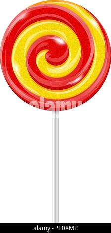 Swirl lollipop. Red yellow sugar candy Stock Vector